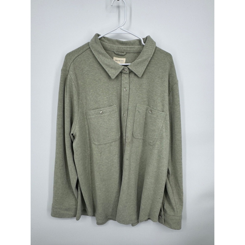 NWT Thread & Supply Knit Shacket Womens 3XL Light Green Long Sleeve Outdoor Cozy